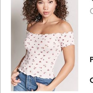Off the shoulder floral crop top F21